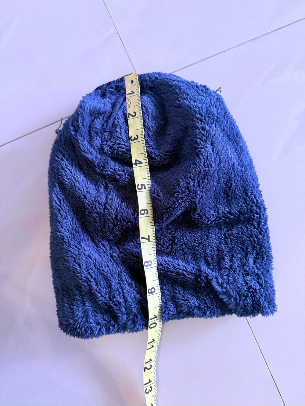 Unisex Knit Beanie Hat in Wine with Navy Faux-Fur Trim by - Picture 7 of 8